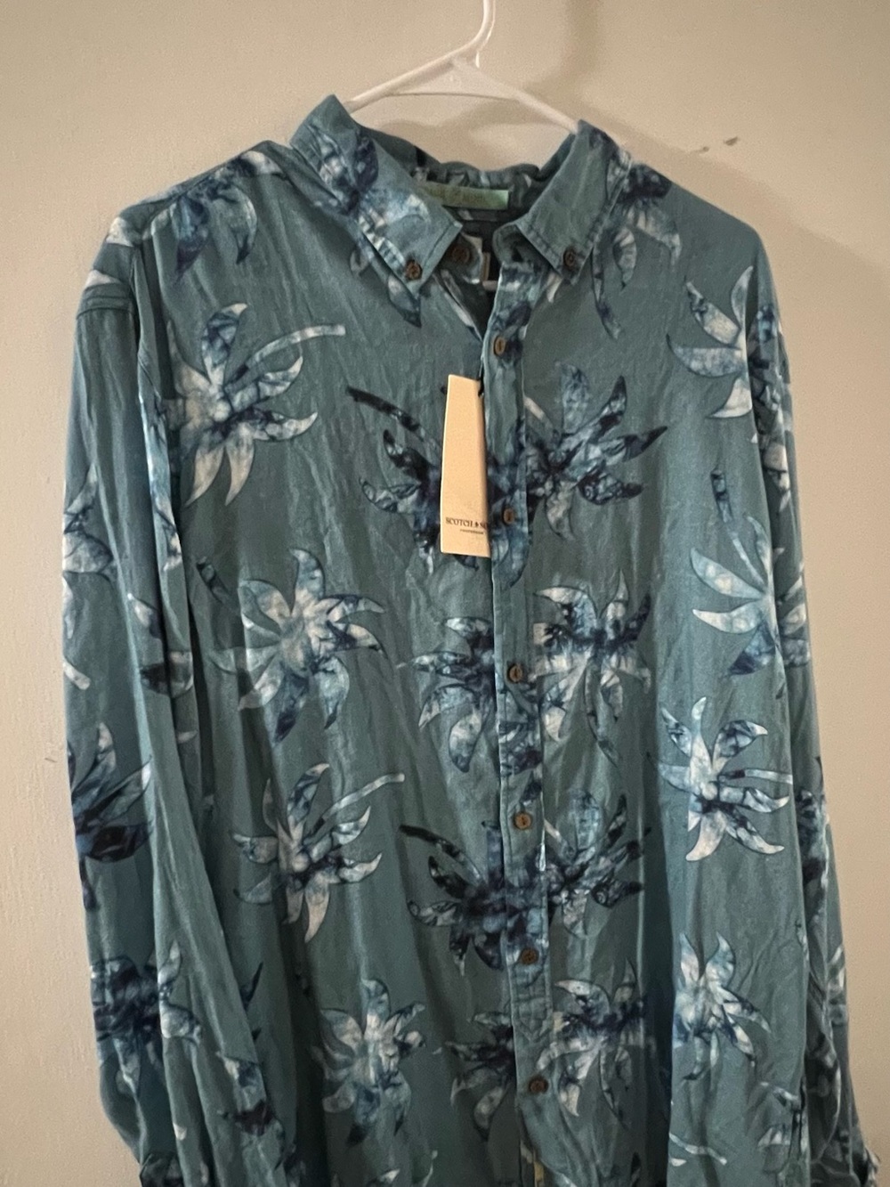 Scotch & Soda Blue Teal Floral Shirt